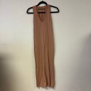 Enza Costa V-Neck Sleeveless Basic Maxi Dress Brown Size Small
